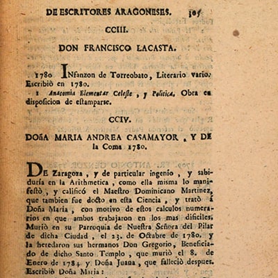 La noticia en la enciclopedia de Félix Latassa I.